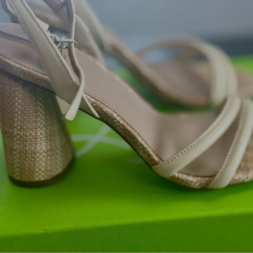 Brand New Sam Edelman Kia Wheat Leather Sandals with Cylindrical Heel Size 7 - Picture 3 of 6